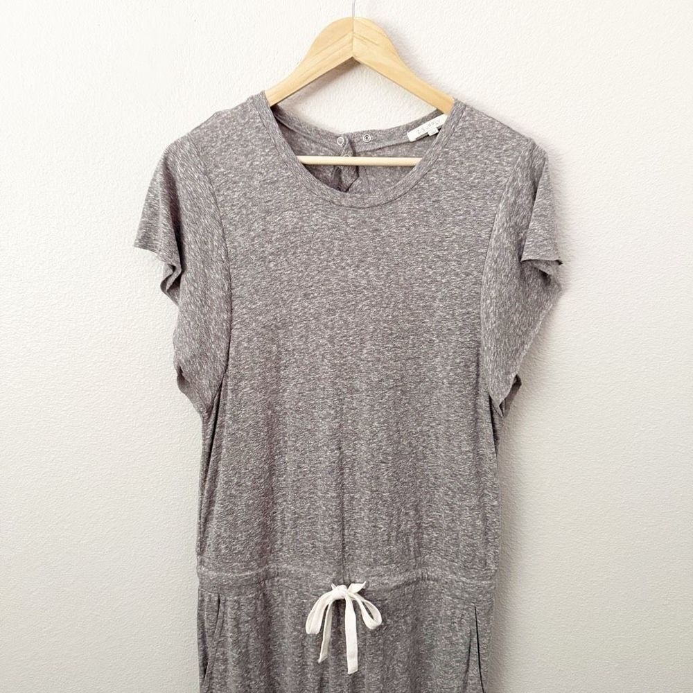 Z SUPPLY | T-Shirt Jumpsuit Short Sleeve Drawstring Waist Heathered Gray | Large